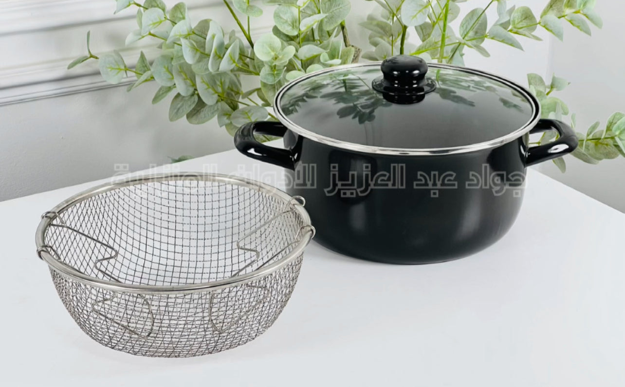 مقلى مع مصفاه معدن تنك