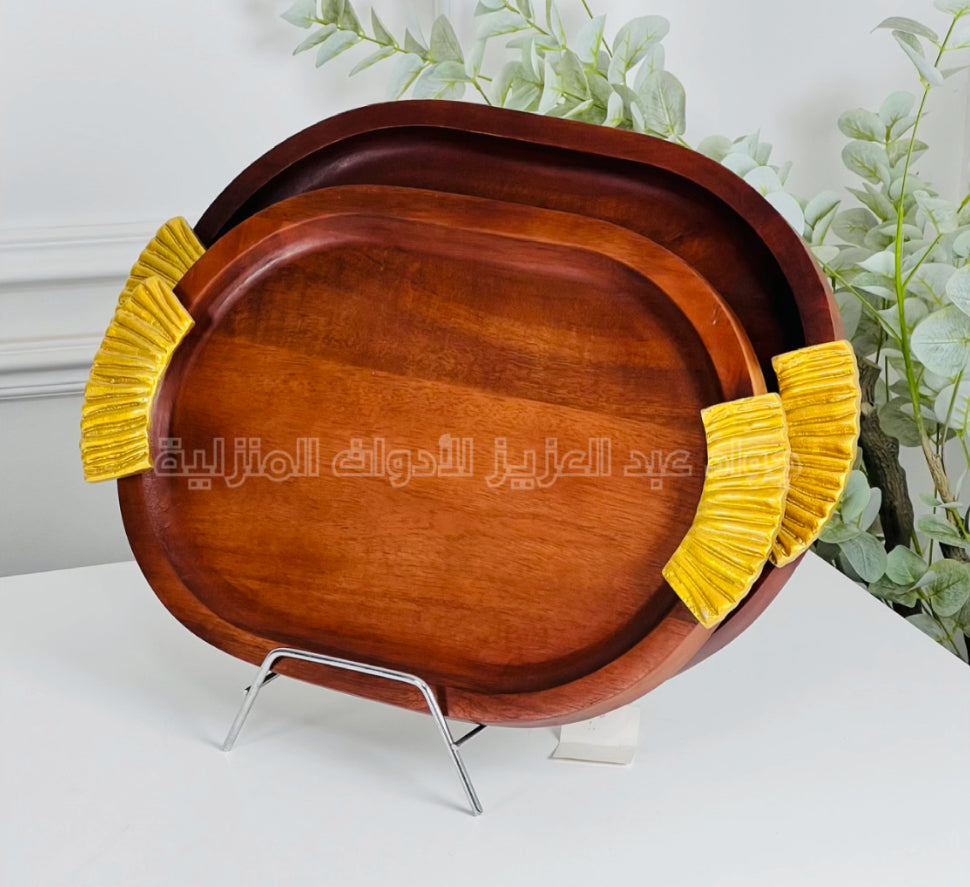 طقم صواني تقديم خشب هندي