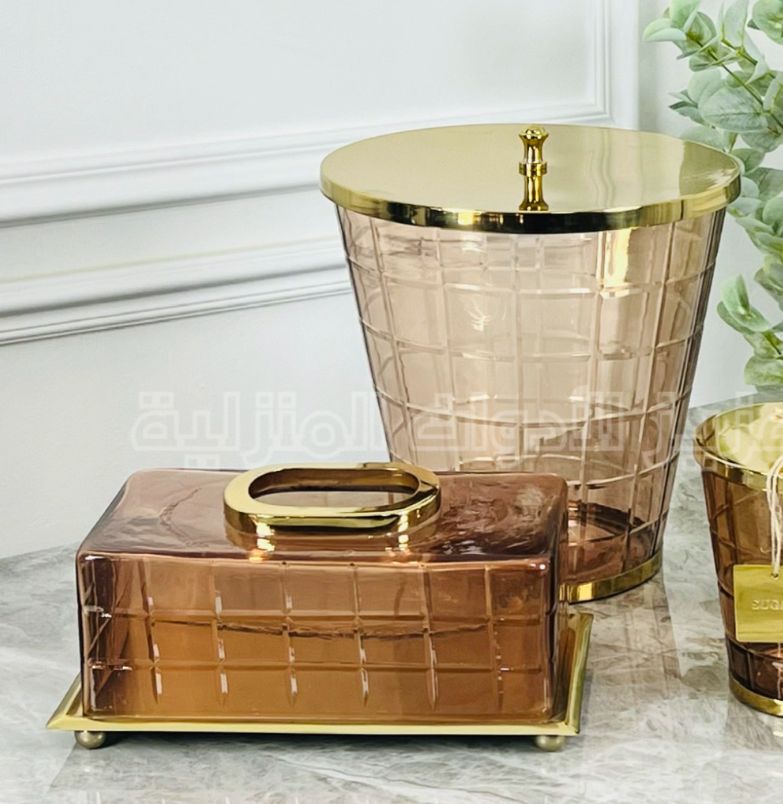 طقم سلة + بكيت محارم زجاج