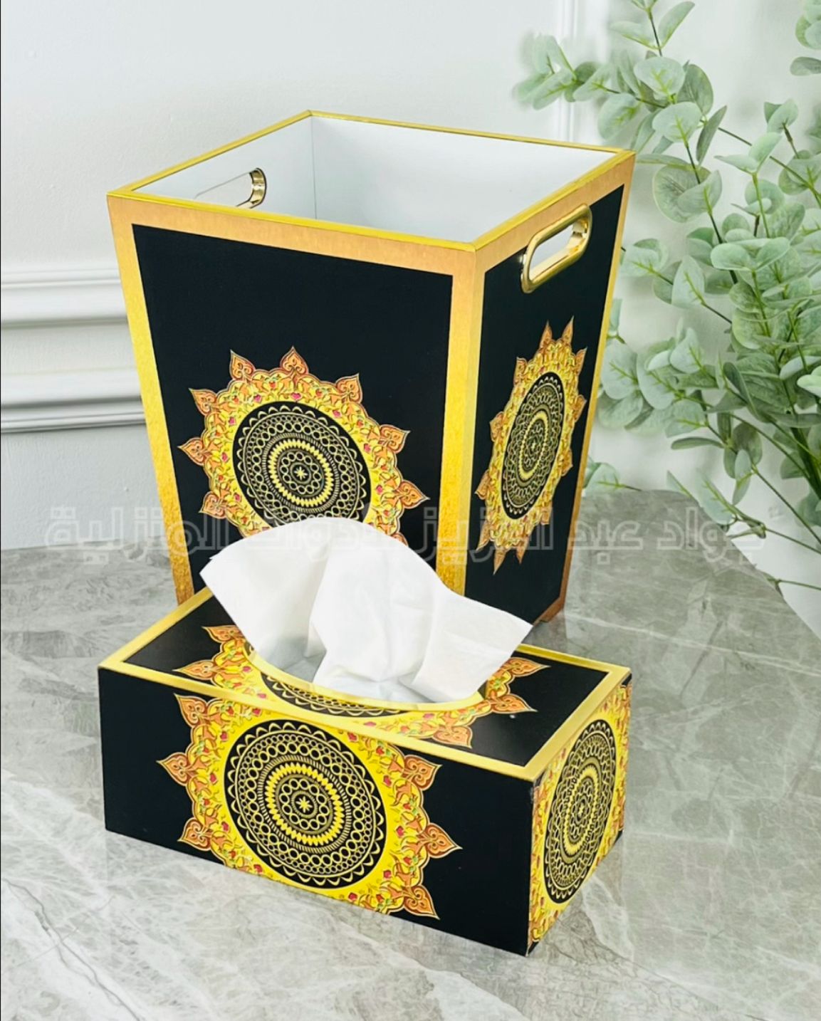 طقم سلة + بكيت محارم خشب